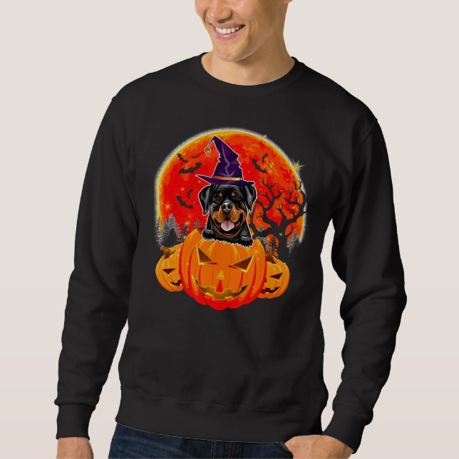 Sudadera Halloween Rottweiler Dog Witch Pumpkin (Anverso)
