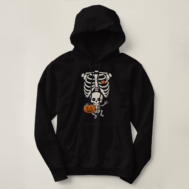 Sudadera Halloween Skeleton Baby Rib Cage Maternity Pregnan (Diseño del anverso)
