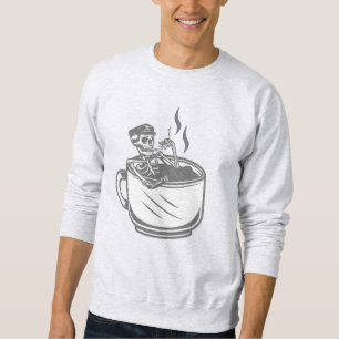 Sudadera halloween skeleton café taza retro vintage