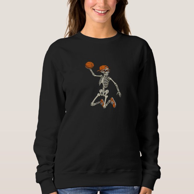 Sudadera Halloween Skeleton es una divertida camiseta de ba (Anverso)