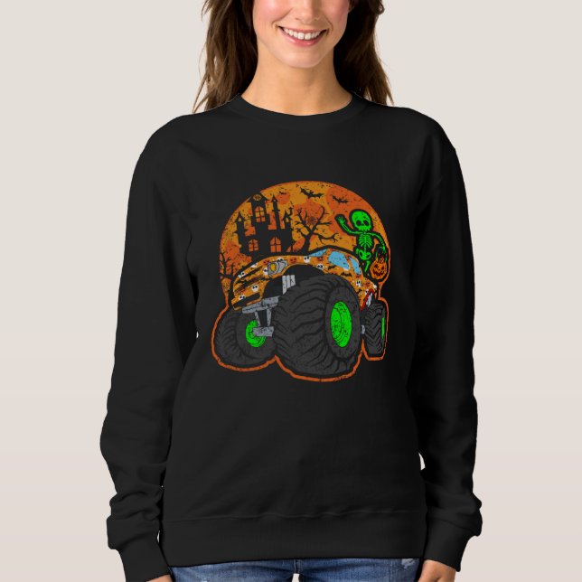 Sudadera Halloween Skeleton Riding Monster Truck (Anverso)