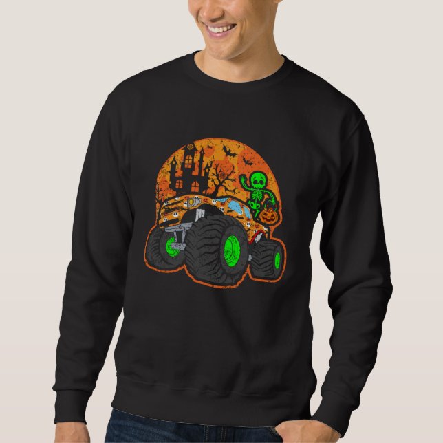 Sudadera Halloween Skeleton Riding Monster Truck (Anverso)