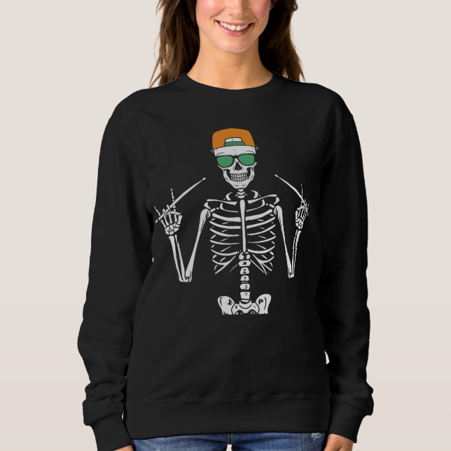 Sudadera Halloween Skeleton Rock Hand Play Drums Mujeres (Anverso)