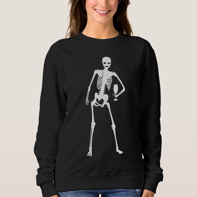 Sudadera halloween skeleton wine glass espeluznante diverti (Anverso)