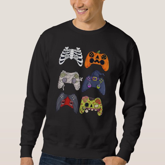 Sudadera Halloween Skeleton Zombie Gaming Controllers Boys  (Anverso)