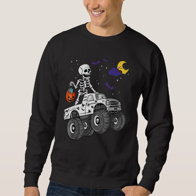 Sudadera Halloween Skeleton Zombie Riding Monster Truck Vam (Anverso)