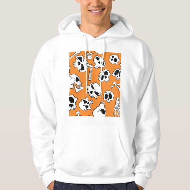 Sudadera Halloween Skulls Bones Doodle Pattern (Anverso)