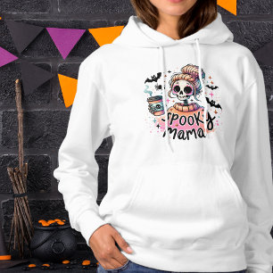 Sudadera Halloween Spooky Mama Coffee Skeleton Moda