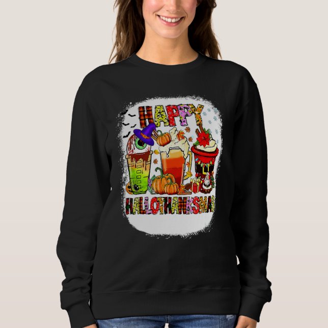 Sudadera Halloween Thanksgiving Christmas Happy Hallothanks (Anverso)