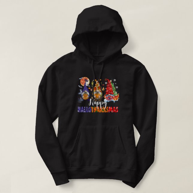 Sudadera Halloween Thanksgiving Christmas Happy Hallothanks (Diseño del anverso)