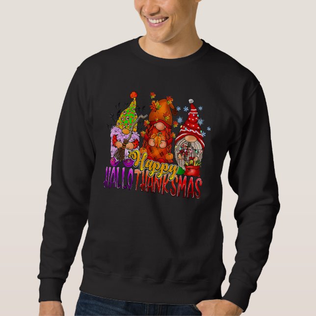 Sudadera Halloween Thanksgiving Christmas Happy HalloThanks (Anverso)