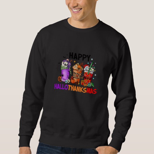 Sudadera Halloween Thanksgiving Christmas Happy Hallothanks (Anverso)