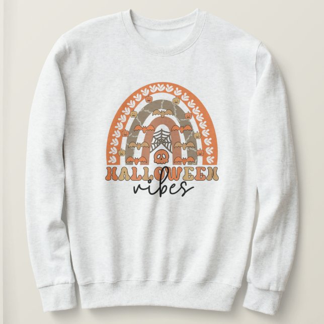 Sudadera Halloween Vibes Boho Rainbow Fall Halloween (Anverso del diseño)