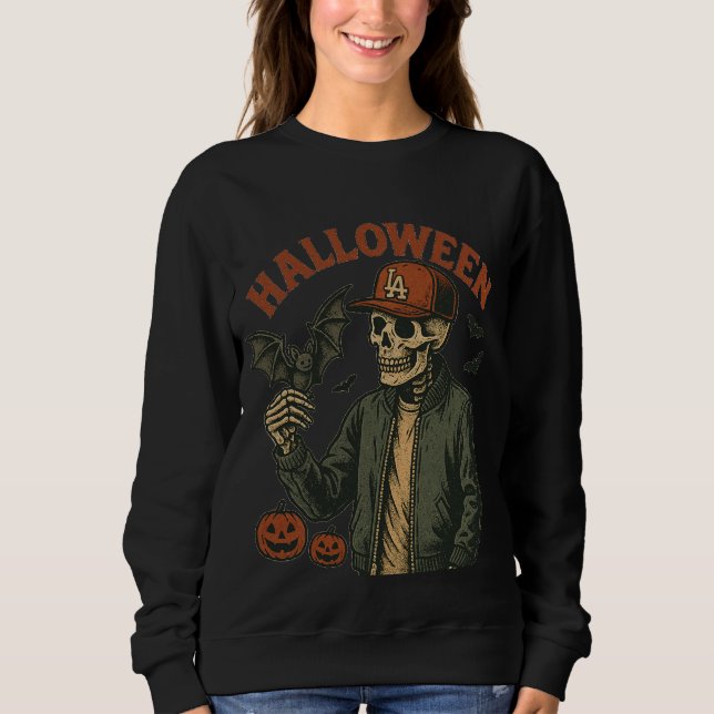 Sudadera Halloween Vintage - Spooky Skeleton  (Anverso)