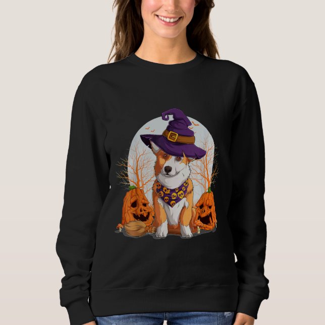 Sudadera Halloween Welsh Corgi Costume Pumpkin Dog  Corgi O (Anverso)