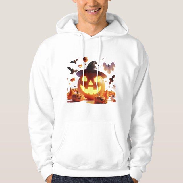 Sudadera Halloween Witch Calabaza Blanco Ghost Bats Magic (Anverso)