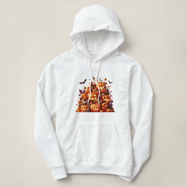 Sudadera Halloween Witch Calabaza Blanco Ghost Bats Magic (Diseño del anverso)