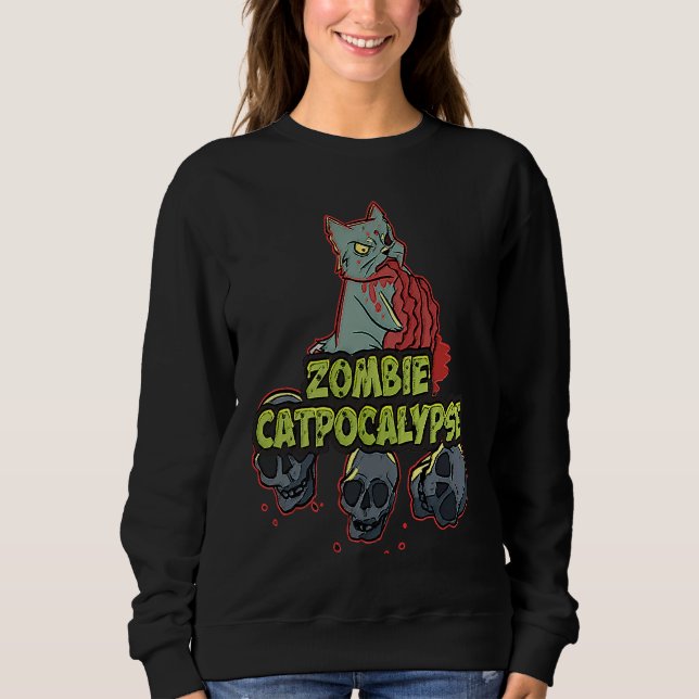 Sudadera Halloween Zombie Cat Apocalypse  Kitty  Party (Anverso)