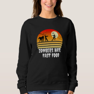 Sudadera Halloween Zombies odian comida rápida carrera zomb