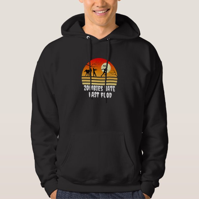 Sudadera Halloween Zombies odian comida rápida carrera zomb (Anverso)