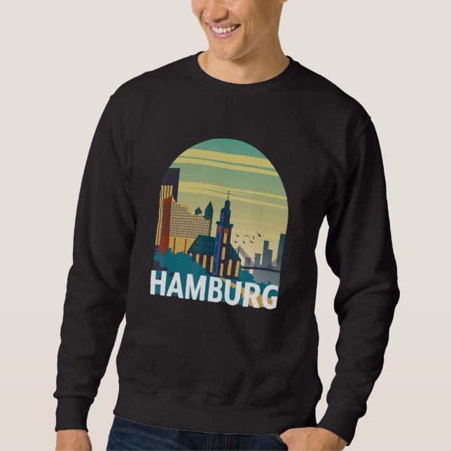 Sudadera Hamburg Germany Skyline Silhouette Outline Sketch_ (Anverso)