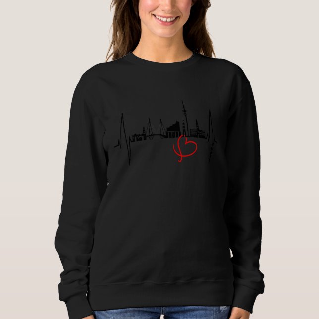 Sudadera Hamburg Skyline Heartbeat Germany  I Love Hamburg (Anverso)