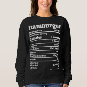 Sudadera Hamburguesa Nutrición Hechos Honestas Calorías de 