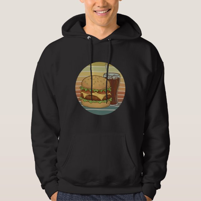 Sudadera Hamburguesa retro y cola. (Anverso)