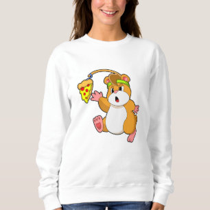 Sudadera Hámster al comer con pizza