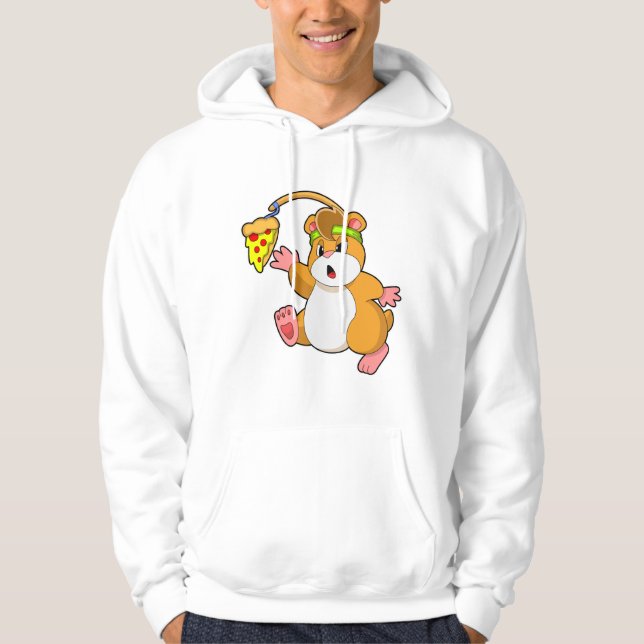Sudadera Hámster al comer con pizza (Anverso)