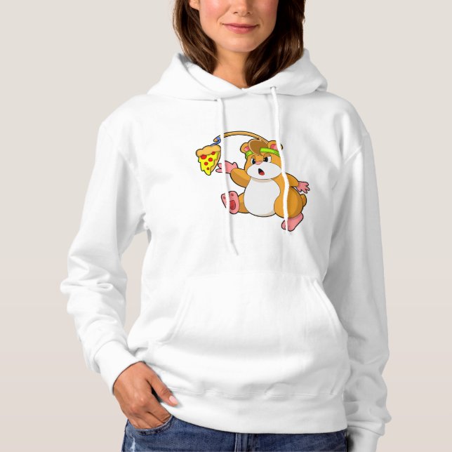 Sudadera Hámster al comer con pizza (Anverso)