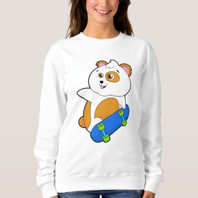 Sudadera Hámster como Skater con Skateboard (Anverso)