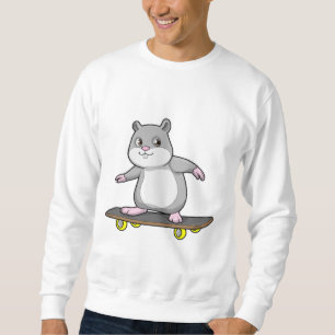 Sudadera Hámster como Skater con Skateboard