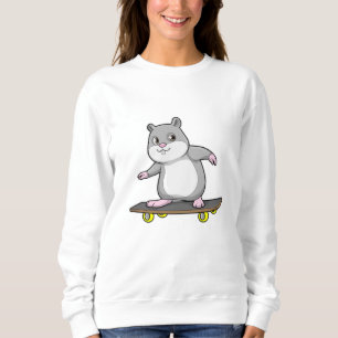 Sudadera Hámster como Skater con Skateboard