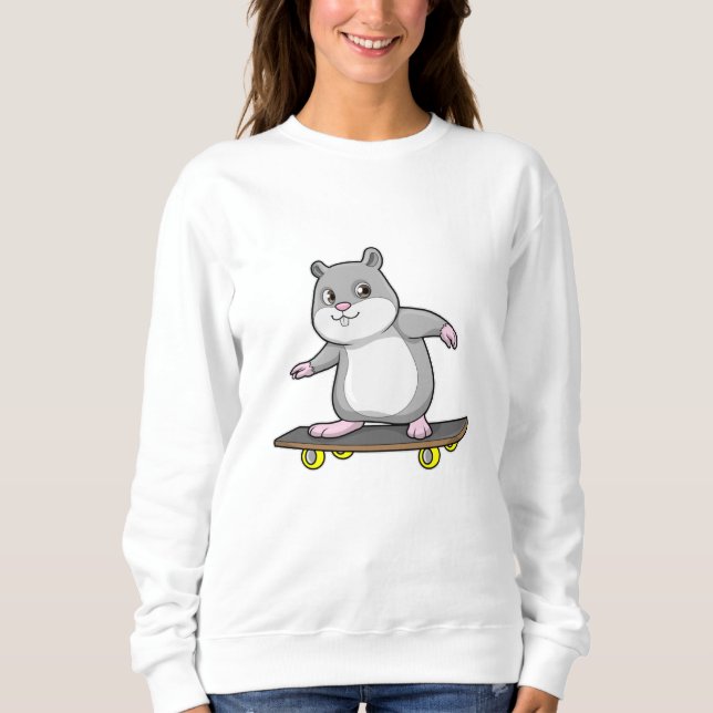 Sudadera Hámster como Skater con Skateboard (Anverso)