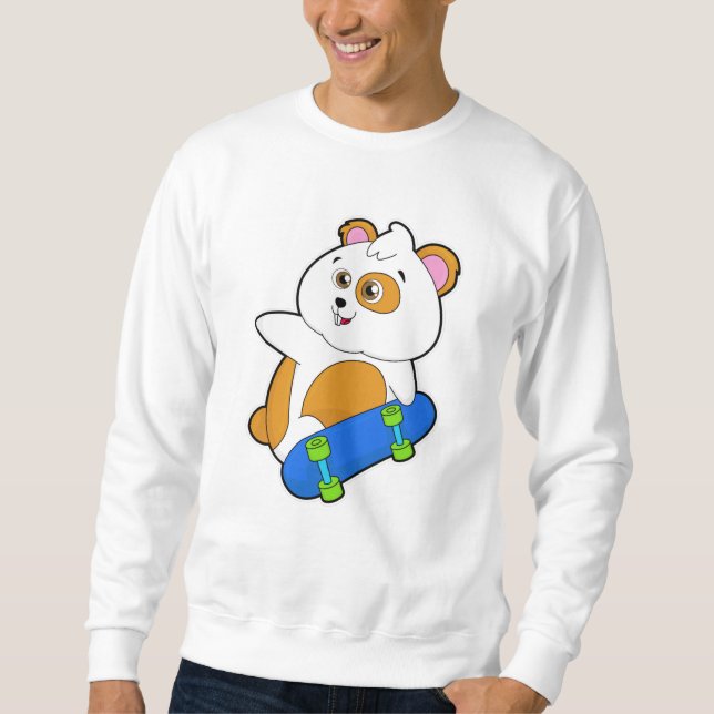 Sudadera Hámster como Skater con Skateboard (Anverso)