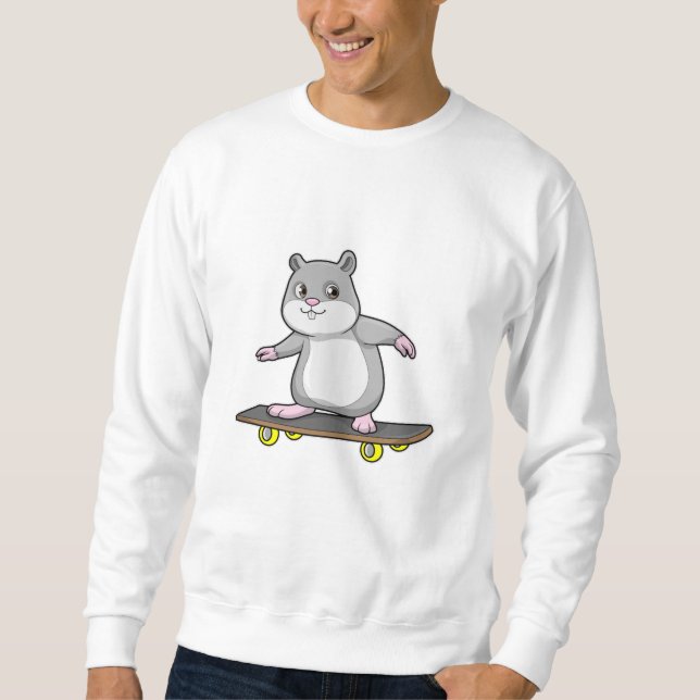 Sudadera Hámster como Skater con Skateboard (Anverso)