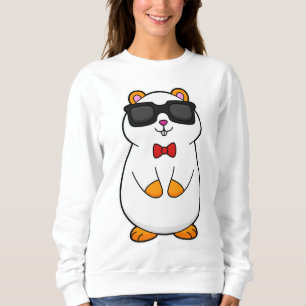 Sudadera Hamster con gafas de sol y corbata de vaca