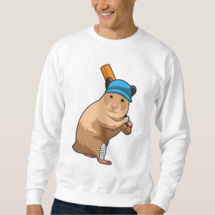 Sudadera Hámster en Cricket con bate de críquet