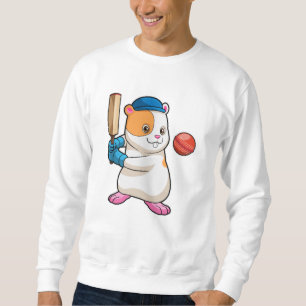 Sudadera Hámster en Cricket con bate de críquet y gorra