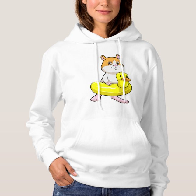 Sudadera Hamster en la playa con pato como anillo de nataci (Anverso)