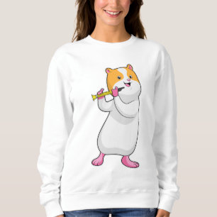 Sudadera Hamster en música con flauta