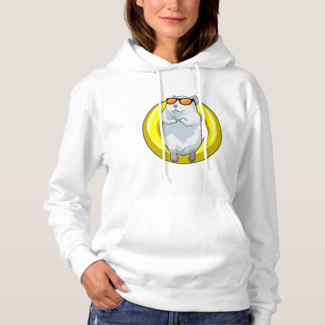 Sudadera Hamster en Natación con anillo de natación (Anverso)