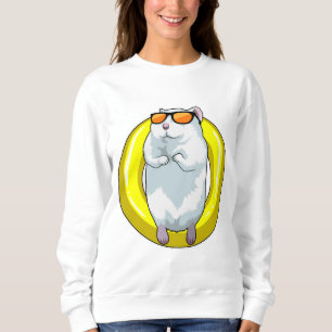 Sudadera Hamster en Natación con anillo de natación