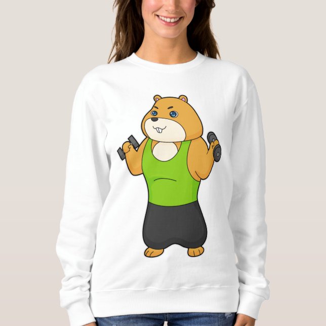 Sudadera Hamster Fitness Dumbbell (Anverso)