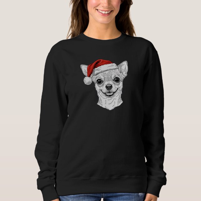 Sudadera Hand-Drawn Chihuahua Christmas Custom Name Dog (Anverso)