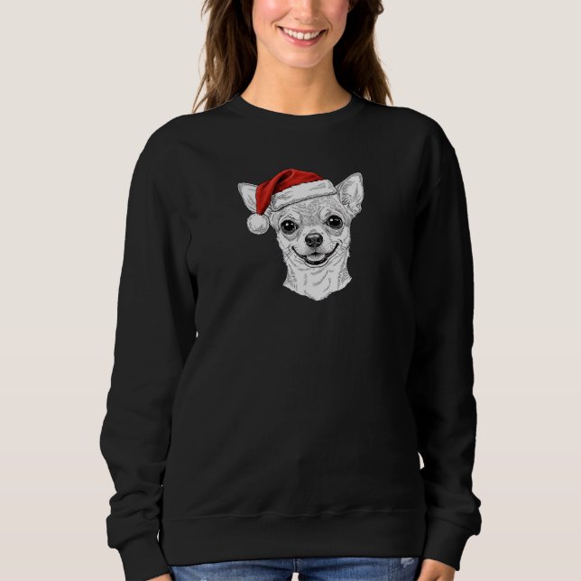 Sudadera Hand-Drawn Chihuahua Christmas Santa Dog Portrait (Anverso)