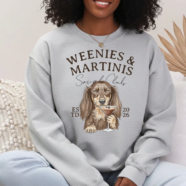 Sudadera Hand Drawn Weenies and Martinis Dachshund (Hand Drawn Weenies and Martinis Dachshund Sweatshirt)