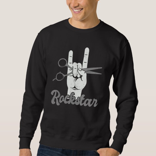 Sudadera Hand horns hairdresser rockstar, funny hairstylist (Anverso)