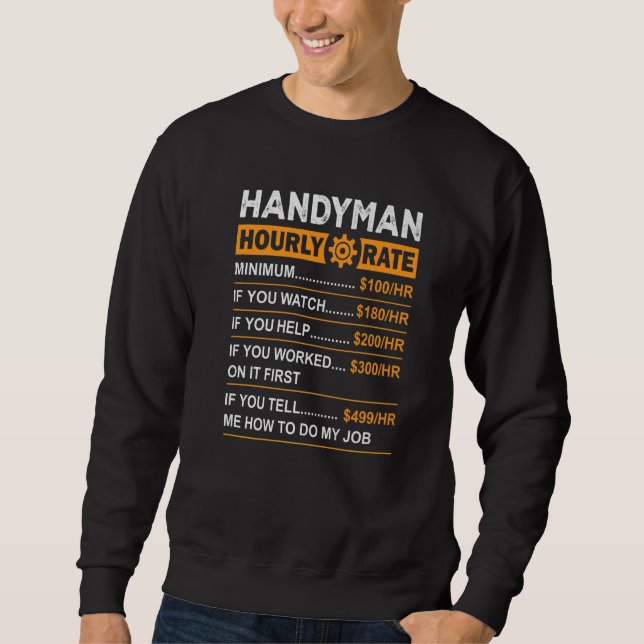 Sudadera Handyman Hourly Rate Handyman Worker Carpenter Pri (Anverso)